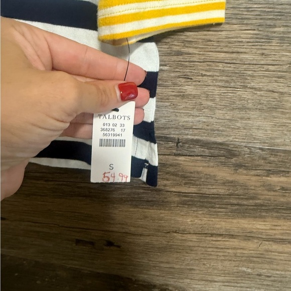 Talbots Navy and Yellow Striped Blouse - Picture 6 of 9